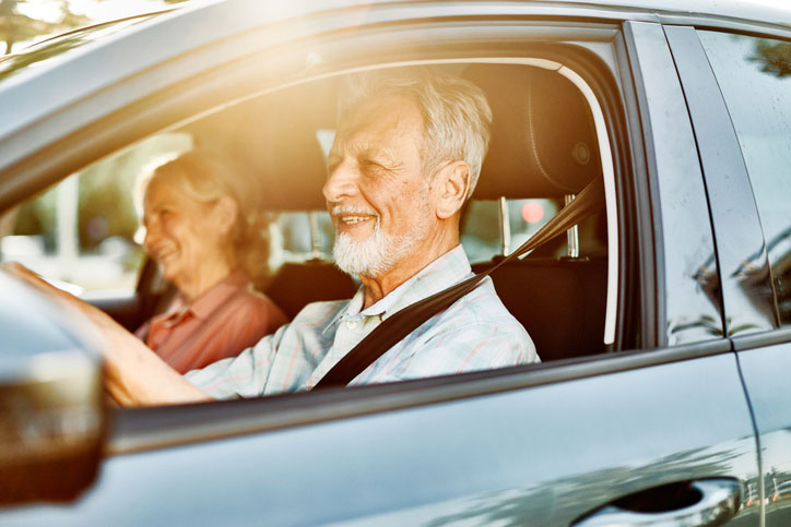 Man driving his wife home to prepare for cataract surgery.