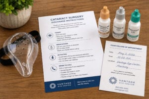 Cataract surgery recovery instructions from Vantage Eye Center.