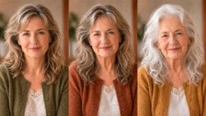 how cataracts affect your vision shown through the natural aging process of a woman, this from Vantage Eye Center.