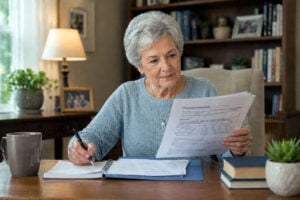 Senior woman reading how long after cataract surgery can you see better at vantage eye center.