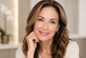 Elegant woman with a refreshed natural look, representing Botox and blepharoplasty in Monterey at Vantage Eye Center.